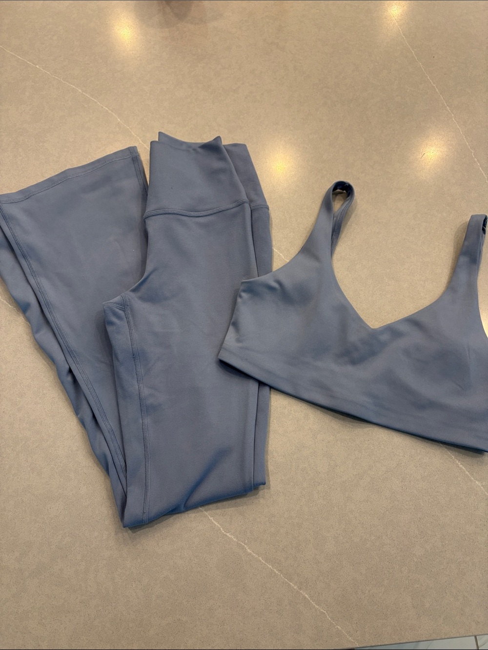 Gilly Hicks Slate Blue Leggings and Matching Sports Bra